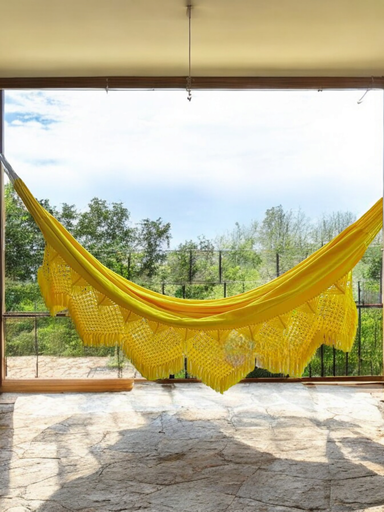 Hamaca con tejido en macramé