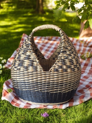 Esparto Basket. Black-Natural.