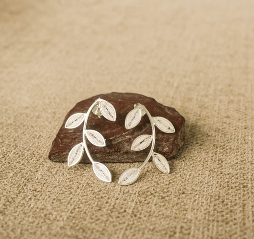 Earrings Ref. Leaves in silver filigree