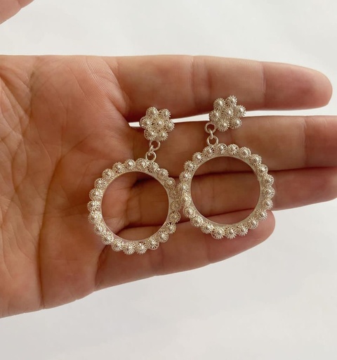 Aretes colgantes Ref. Aros. Filigrana de plata